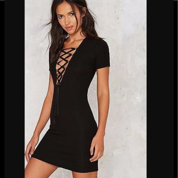 Nasty Gal After Party Harlow Lace-up Dress - Picture 1 of 5